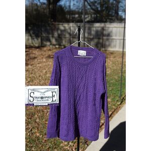 Stratosphere Vintage Cable Knit Sweater Made in USA Purple